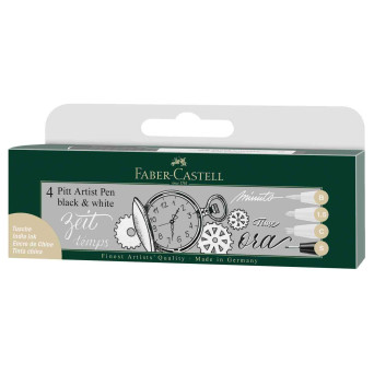 Pitt Artist Pen set Black & White - Faber-Castell - 4 pcs.