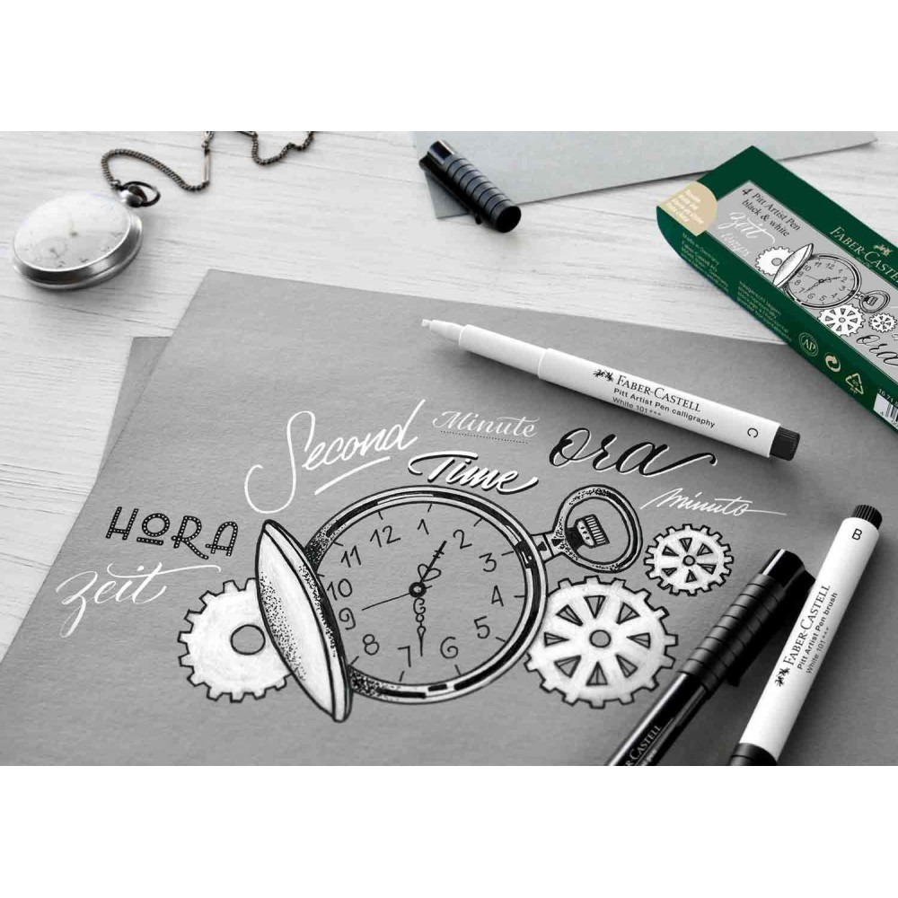 Zestaw pisaków Pitt Artist Pen Black & White - Faber-Castell - 4 szt.