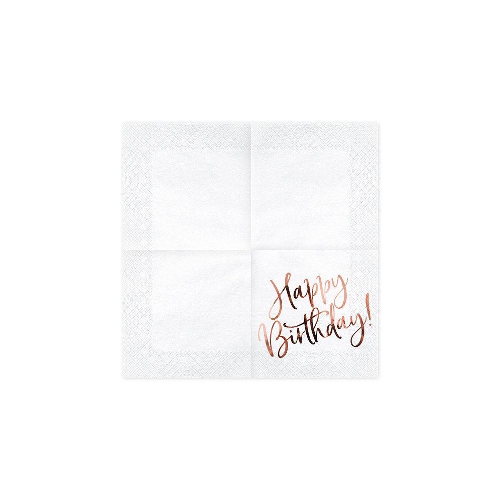 Serwetki Happy Birthday - różowe złoto, 20 szt.