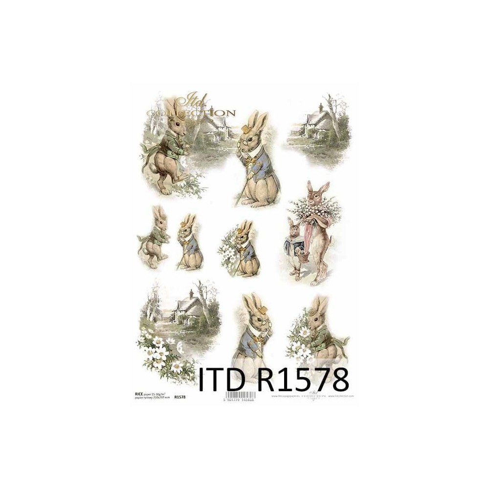 Papier do decoupage A4 - ITD Collection - ryżowy, R1578