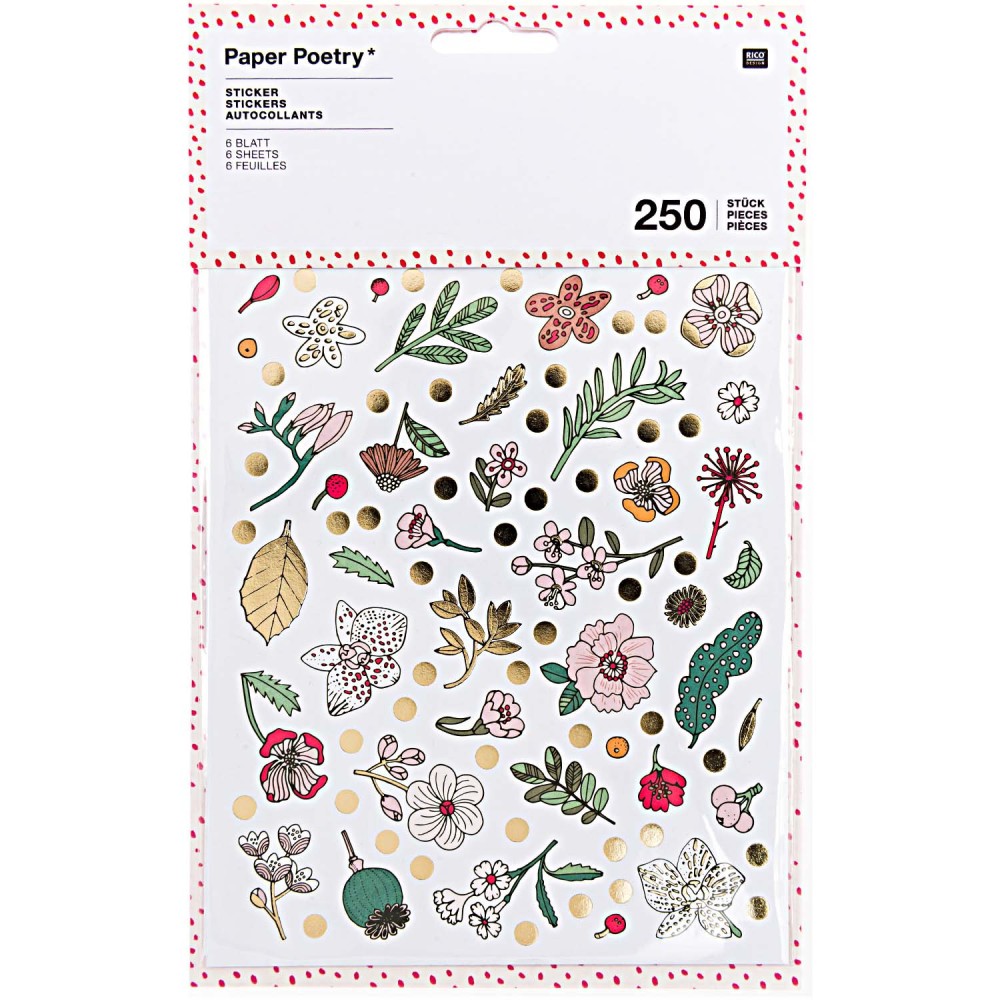 Naklejki Hygge - Paper Poetry - kwiaty, 250 szt.