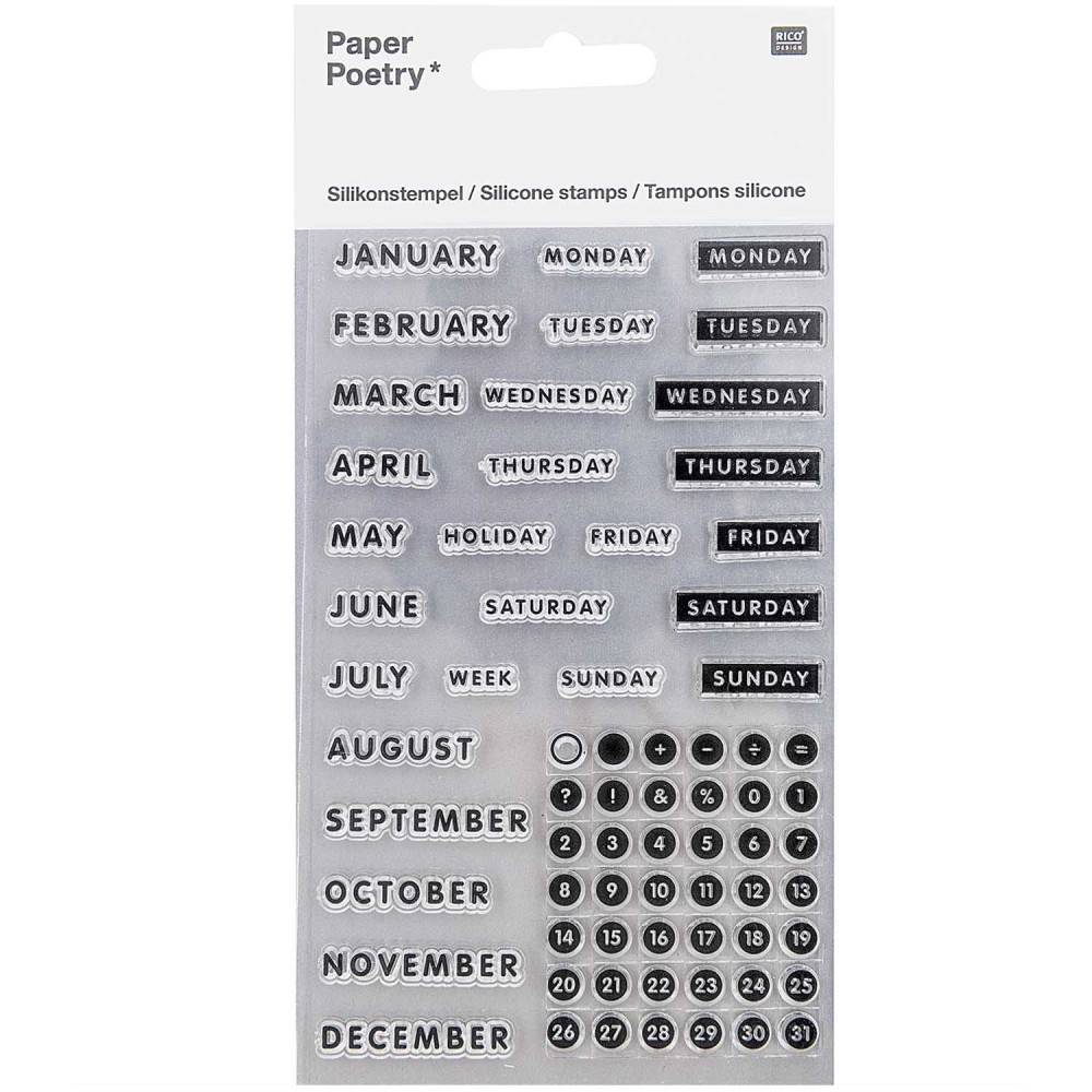 Zestaw stempli silikonowych - Paper Poetry - Bullet Journal, litery drukowane
