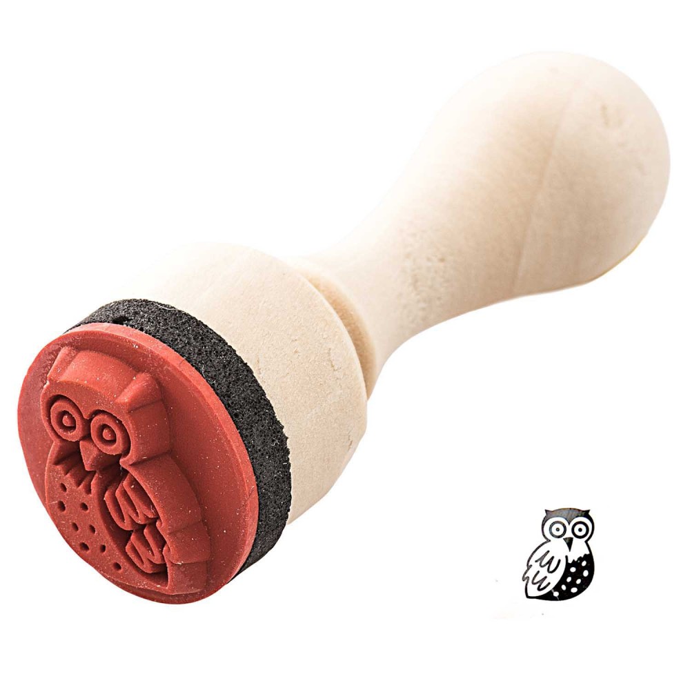 Mini stempel na drewnianym gryfie - Rico Design - Sowa