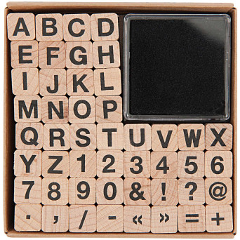 Wooden ABC & Numbers stamp set - Paper Poetry - basic alphabet, 48 pcs.