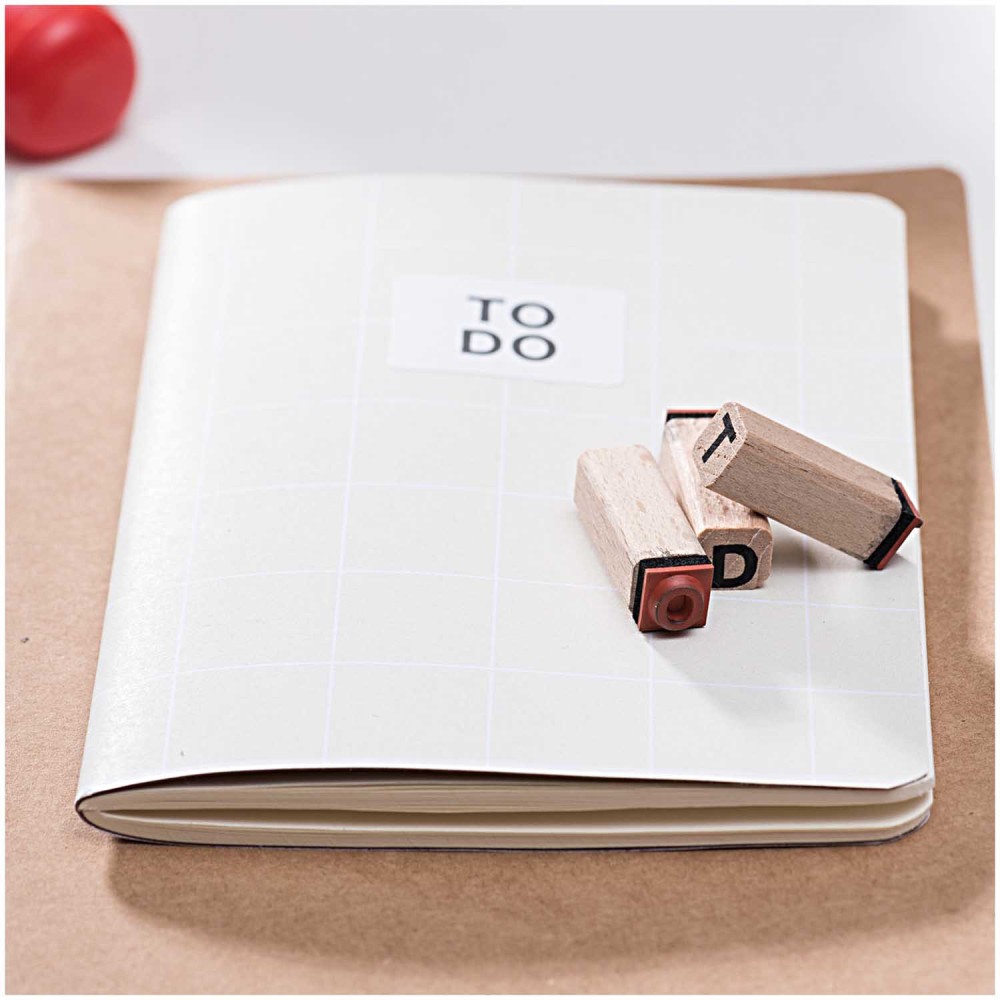 Zestaw drewnianych stempli ABC & Numbers - Paper Poetry - alfabet, 48 szt.