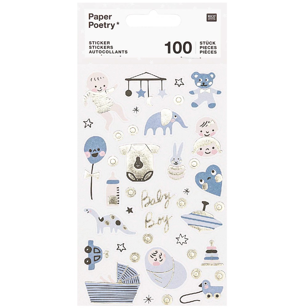 Baby Boy stickers - Paper Poetry - blue, 100 pcs.