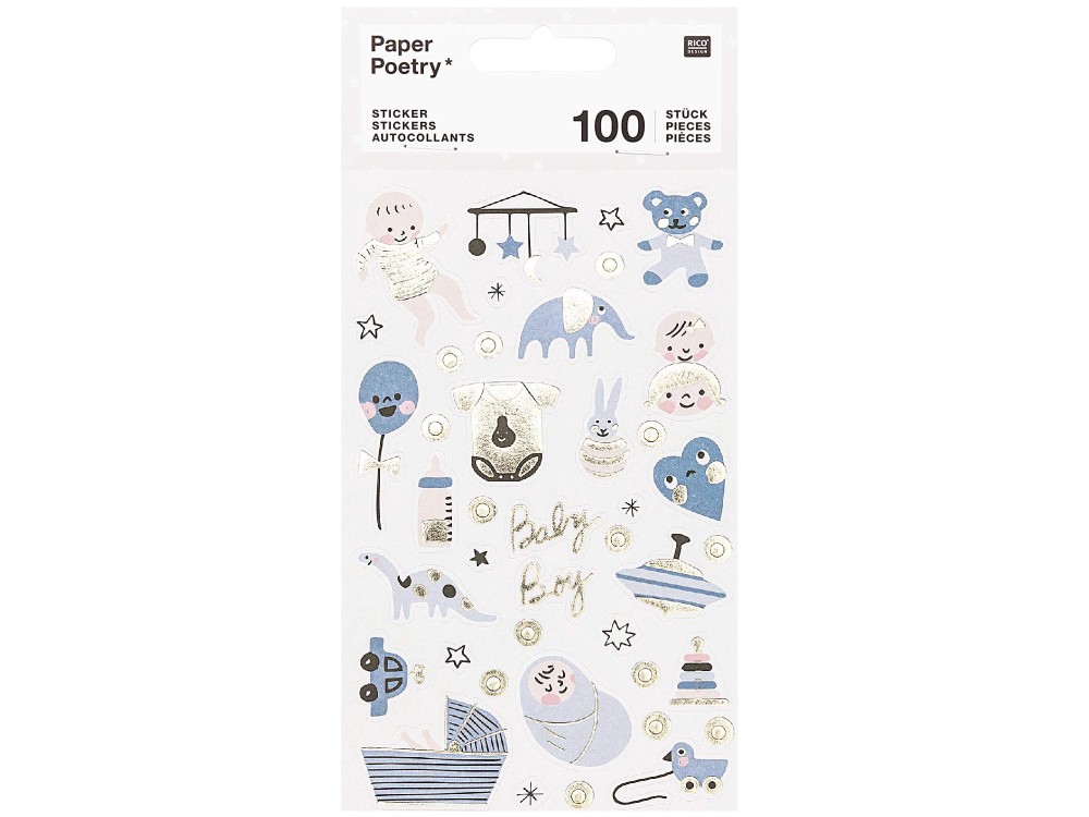 Baby Boy stickers - Paper Poetry - blue, 100 pcs.