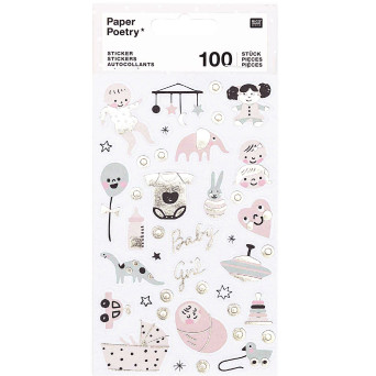 Baby Girl stickers - Paper Poetry - pink, 100 pcs.