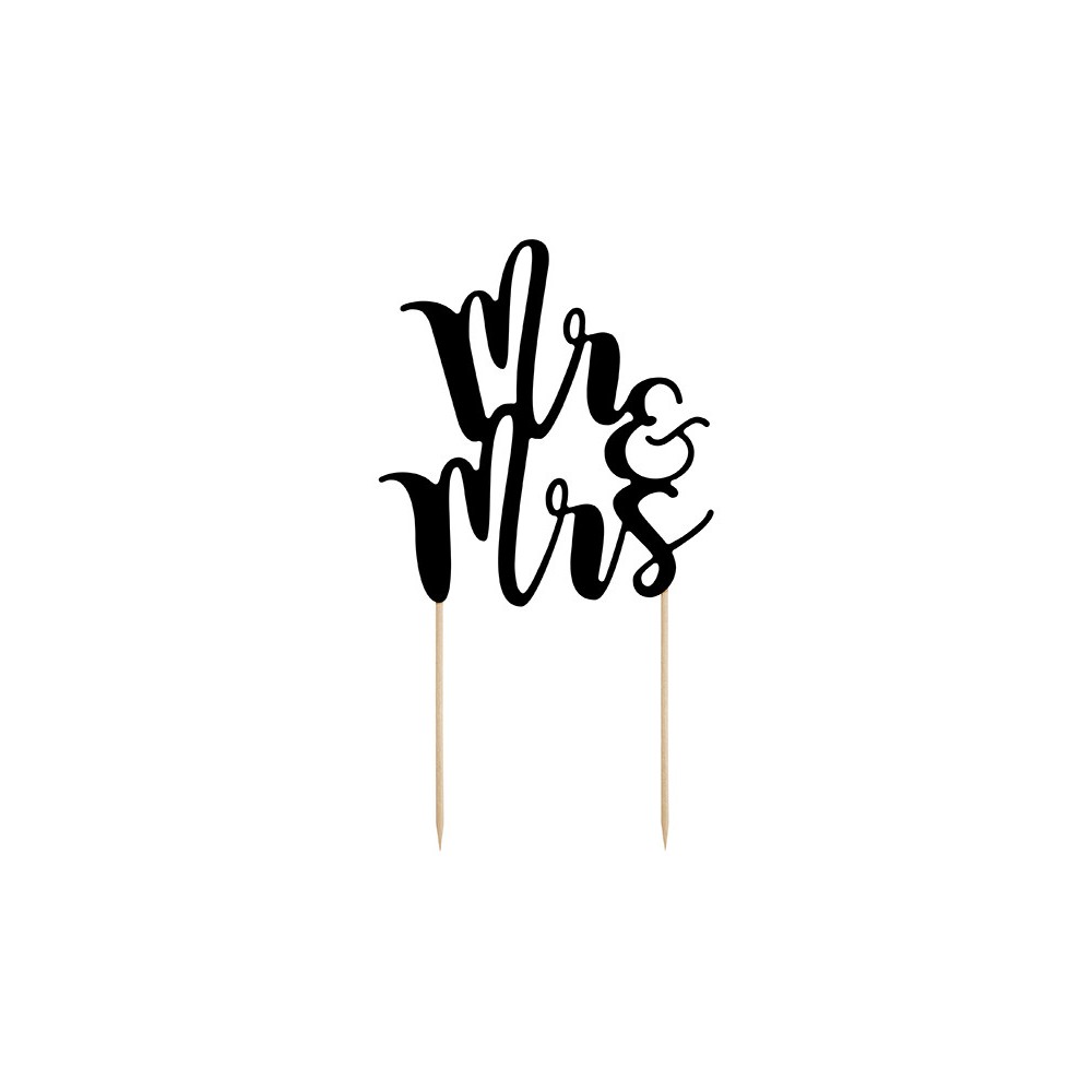 Cake topper Mrs & Mr - black,  25,5 cm