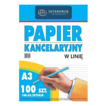 Foolscap paper A3 - Interdruk - ruled, 100 sheets