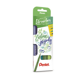 Zestaw pisaków artystycznych Brush Sign Pen - Pentel - Zielone jagody, 4 szt.