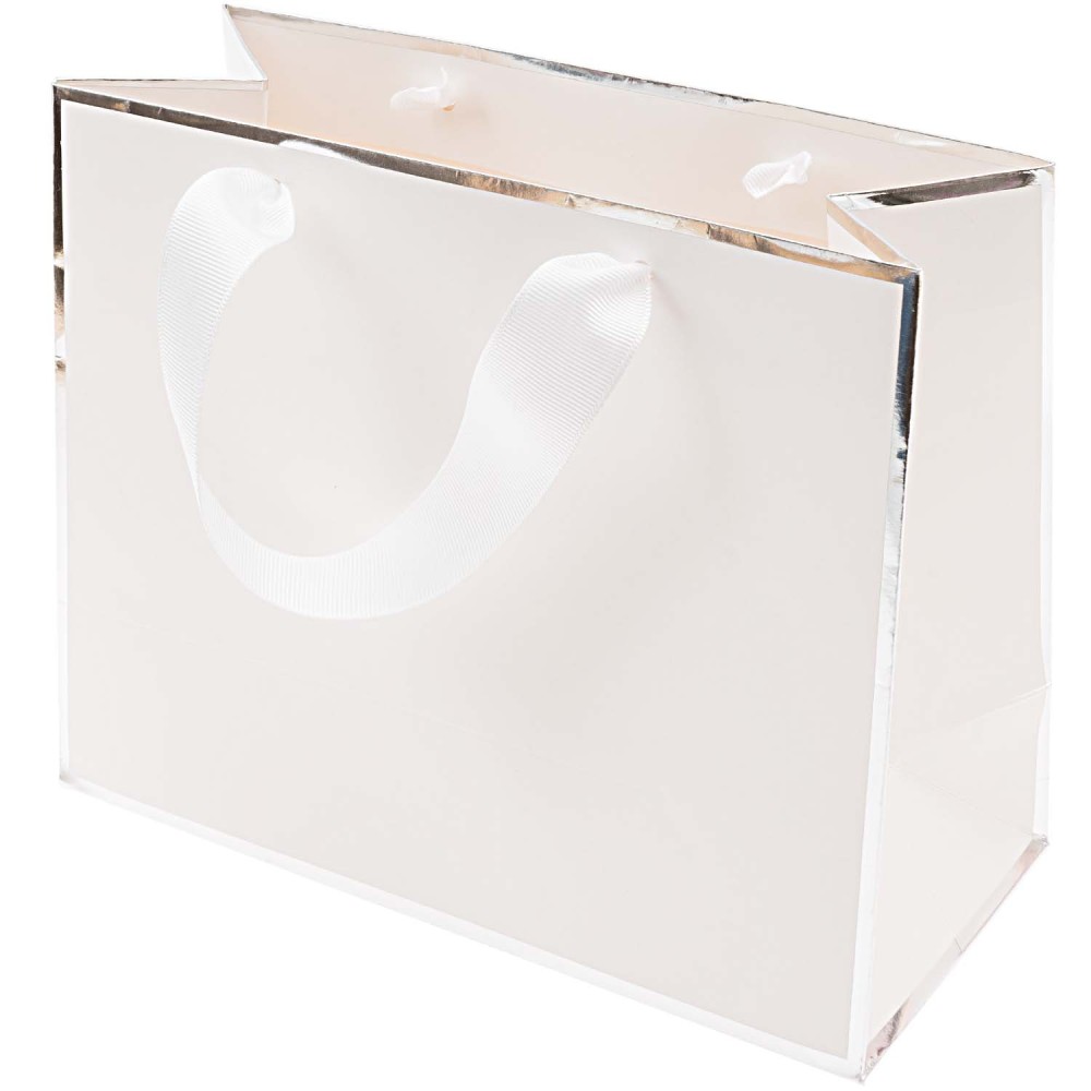 Torba prezentowa - Rico Design - biało-srebrna, 18 x 22 x 10 cm