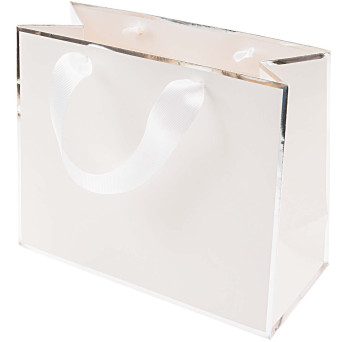 Torba prezentowa - Rico Design - biało-srebrna, 18 x 22 x 10 cm