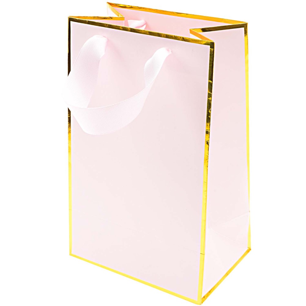 Paper gift bag - Rico Design - pink and gold, 15 x 24 x 10 cm
