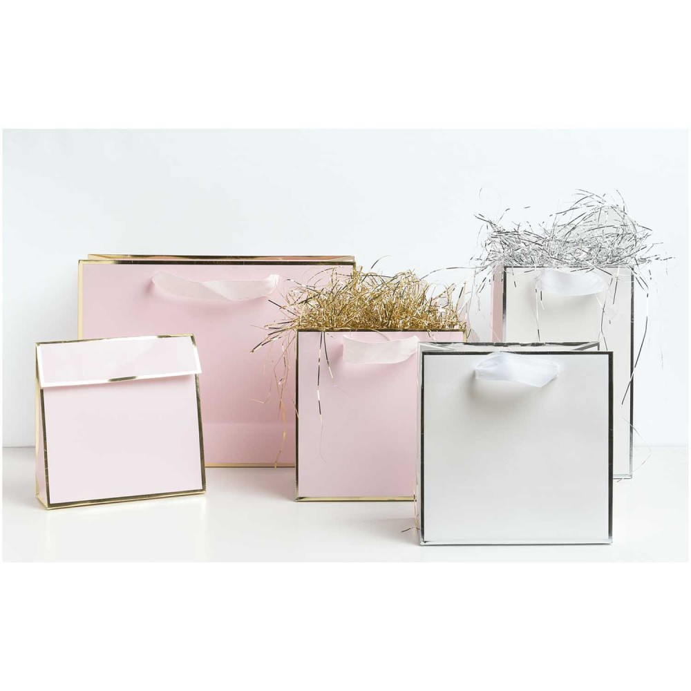 Paper gift bag - Rico Design - white and silver, 15 x 24 x 10 cm