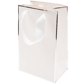 Paper gift bag - Rico Design - white and silver, 15 x 24 x 10 cm