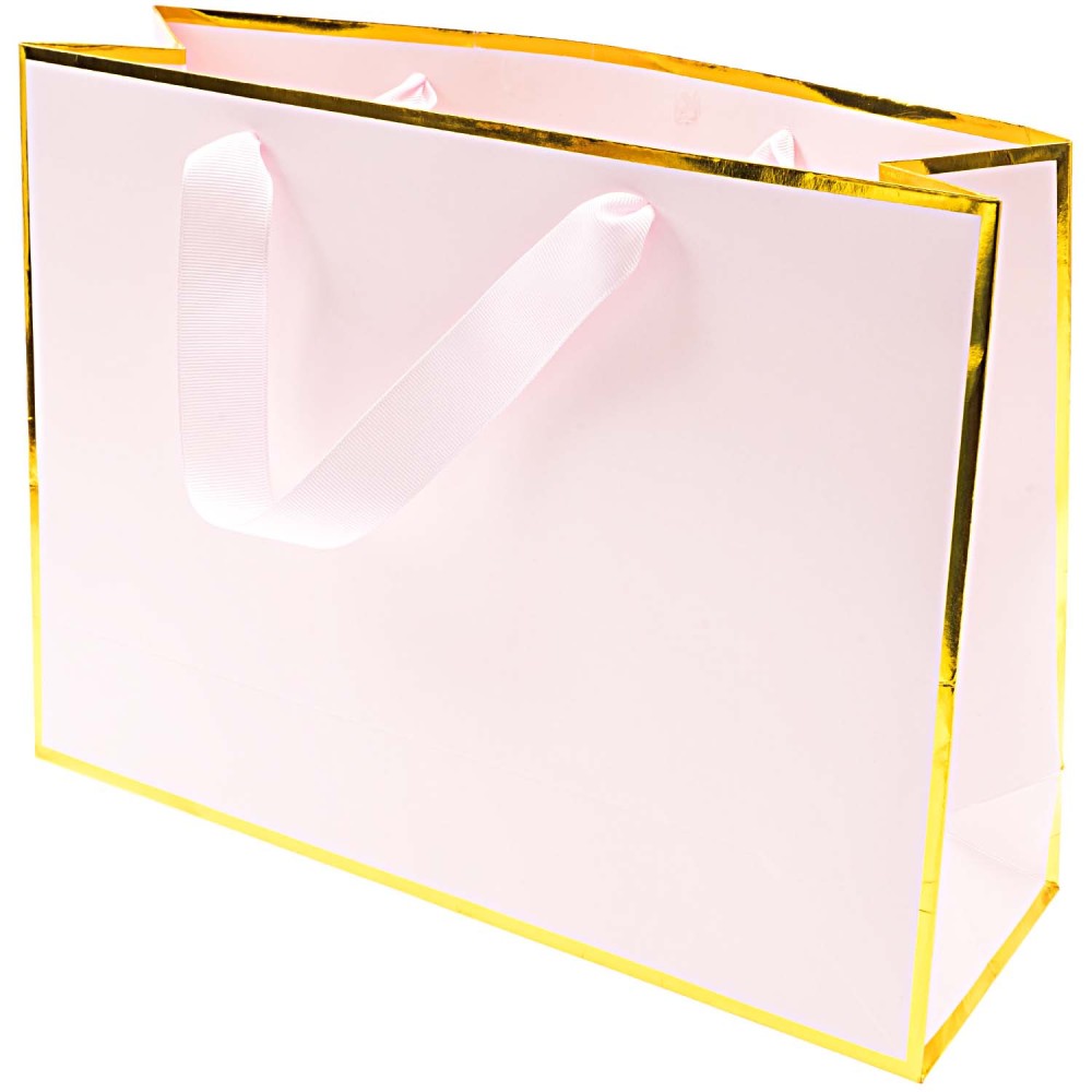 Paper gift bag - Rico Design - pink and gold, 24 x 32 x 10 cm