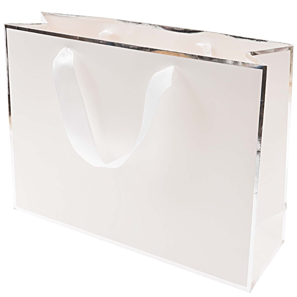 Torba prezentowa - Rico Design - biało-srebrna, 24 x 32 x 10 cm