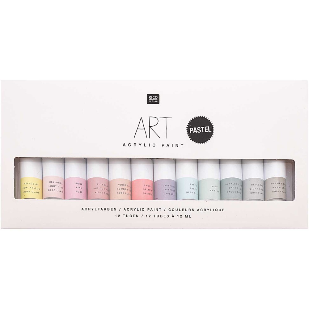 Set of acrylic paints ART Pastel - Rico Design - 12 colors x 12 ml
