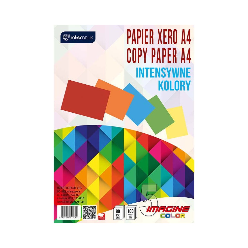 Papier do drukarki, ksero A4 - Interdruk - intensywne kolory, 80 g, 100 ark.
