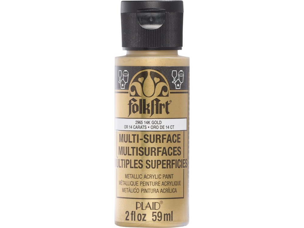 Farba metaliczna Multi-Surface - FolkArt - 14K Gold, 59 ml