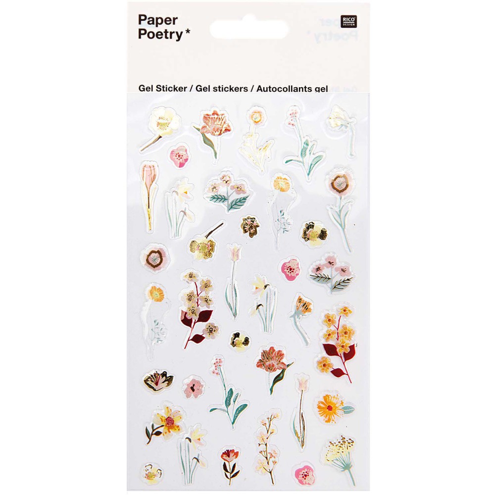Naklejki żelowe - Paper Poetry - kwiaty, 35 szt.