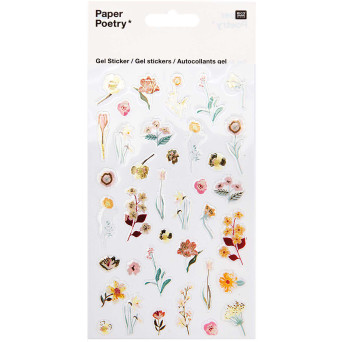 Naklejki żelowe - Paper Poetry - kwiaty, 35 szt.