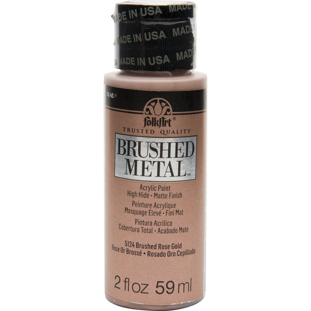 Brushed Metal Acrylic Paint - FolkArt - rose gold, 2 oz.