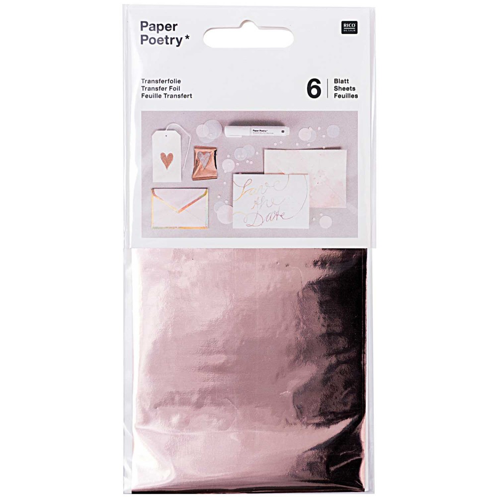 Folia transferowa do złoceń - Paper Poetry - różowe złoto, 6 szt.