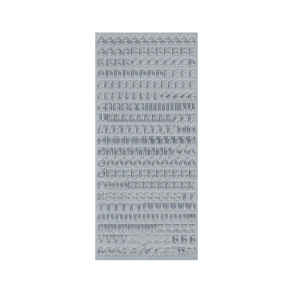 Stickersy, naklejki ażurowe - Alfabet, duże litery, srebrne