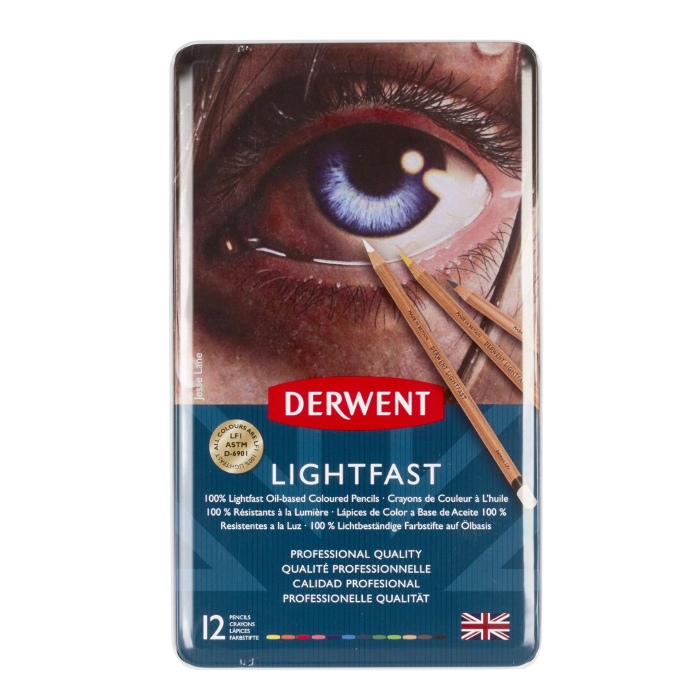 Zestaw kredek Lightfast w metalowej kasecie - Derwent - 12 kolorów