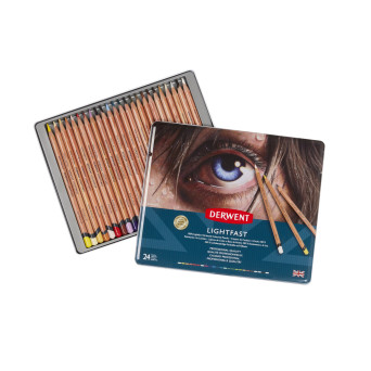 Zestaw kredek Lightfast w metalowej kasecie - Derwent - 24 kolory