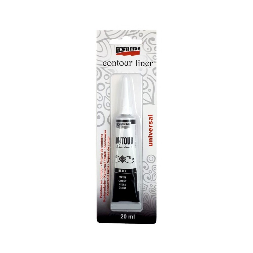 Konturówka do szkła - Pentart - czarna, 20 ml