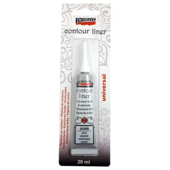 Konturówka do szkła - Pentart - srebrna metaliczna, 20 ml