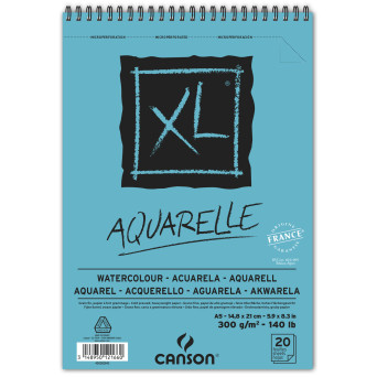 Blok do akwareli ze spiralą XL Aquarelle, A5 - Canson - 300 g, 20 ark.
