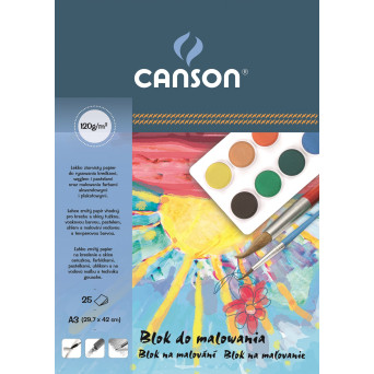 Blok do malowania A3 - Canson - biały, 120 g, 25 ark.