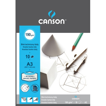 Blok techniczny A3 - Canson - biały, 190 g, 10 ark.