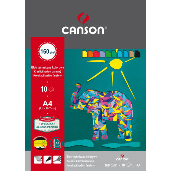 Colored drawing paper pad A4 - Canson - 160 g, 10 sheets