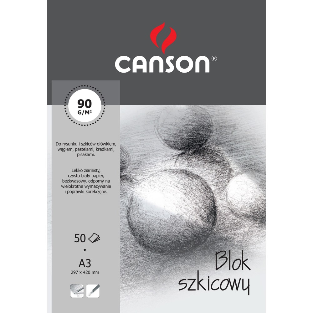 Blok szkicowy A3 - Canson - 90 g, 50 ark.
