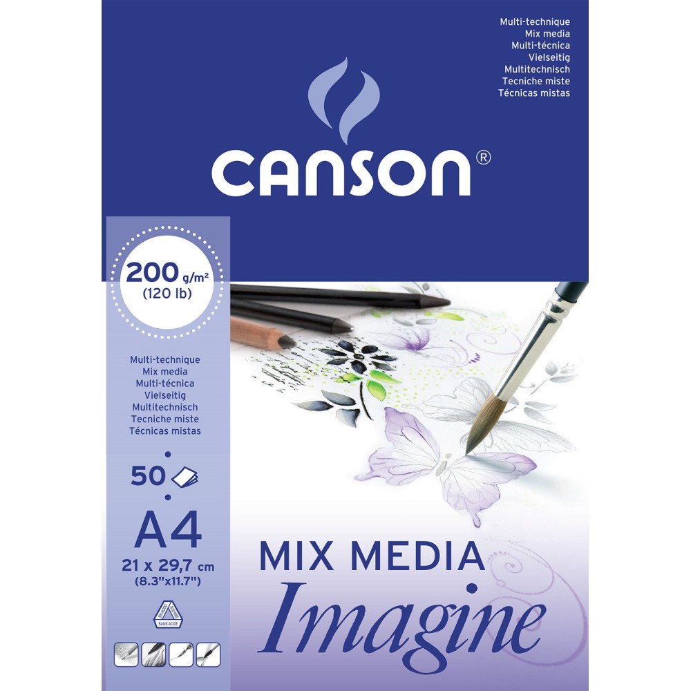 All-purpose drawing pad Mix Media A4 - Canson - 200 g, 50 sheets