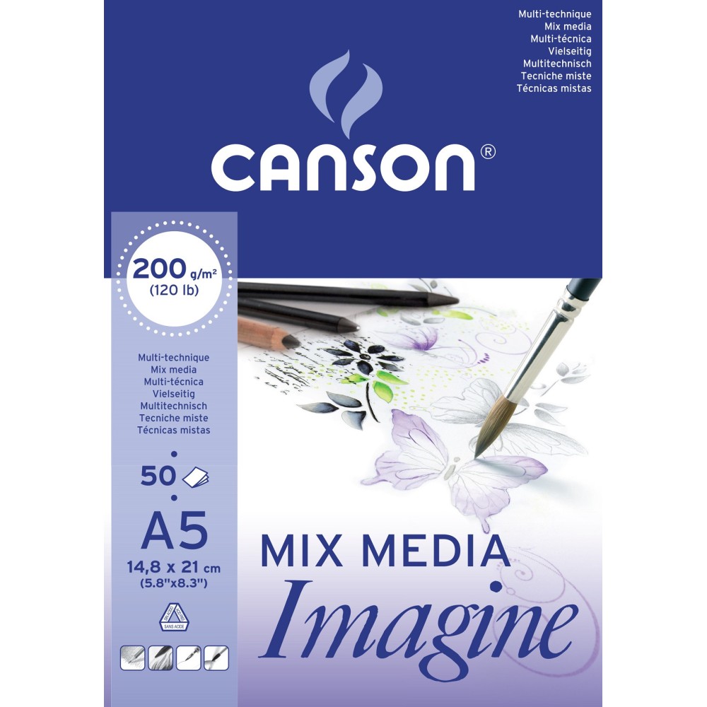All-purpose pad Dessin Blanc A5 - Canson - 200 g, 50 sheets