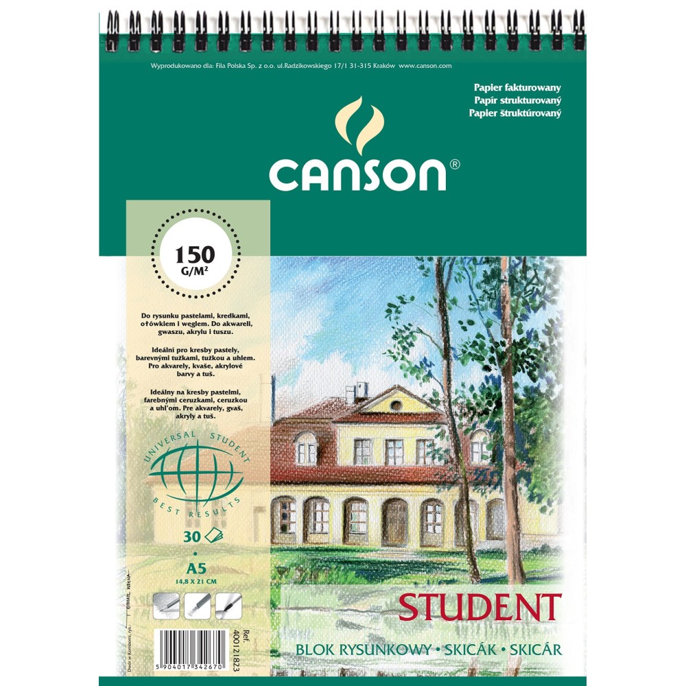 Blok rysunkowy Student A5 - Canson - spirala, 150 g, 30 ark. spirala