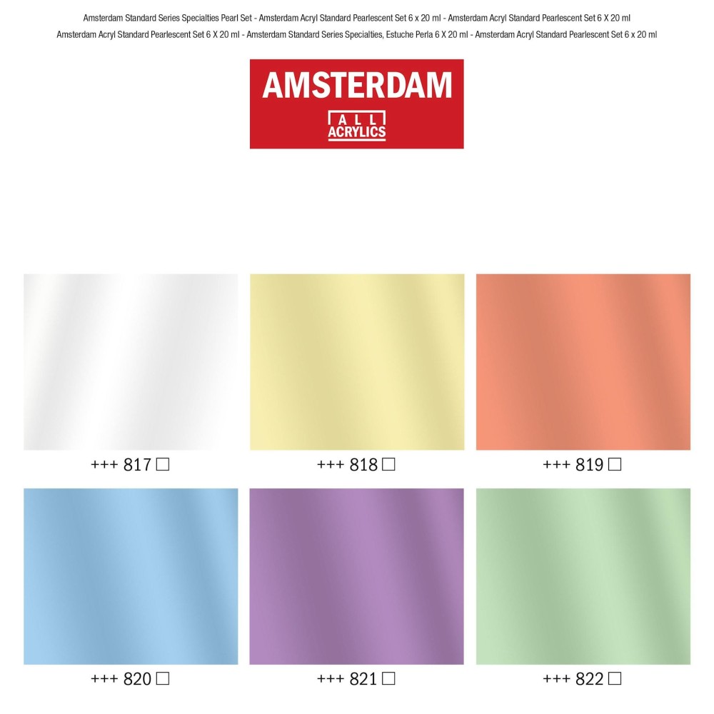 Zestaw farb akrylowych w tubkach - Amsterdam - perłowe, 6 kolorów x 20 ml