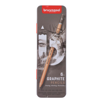 Zestaw ołówków grafitowych Expression w metalowym etui - Bruynzeel - 6 szt.