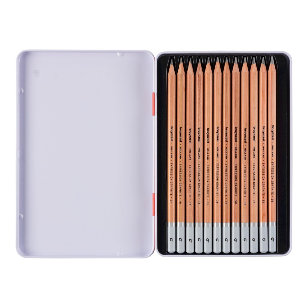 Set of graphite pencils Expression in metal tin - Bruynzeel - 12 pcs.