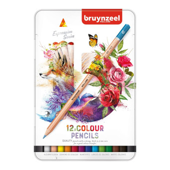 Set of colored pencils Expression in metal tin - Bruynzeel - 12 colors