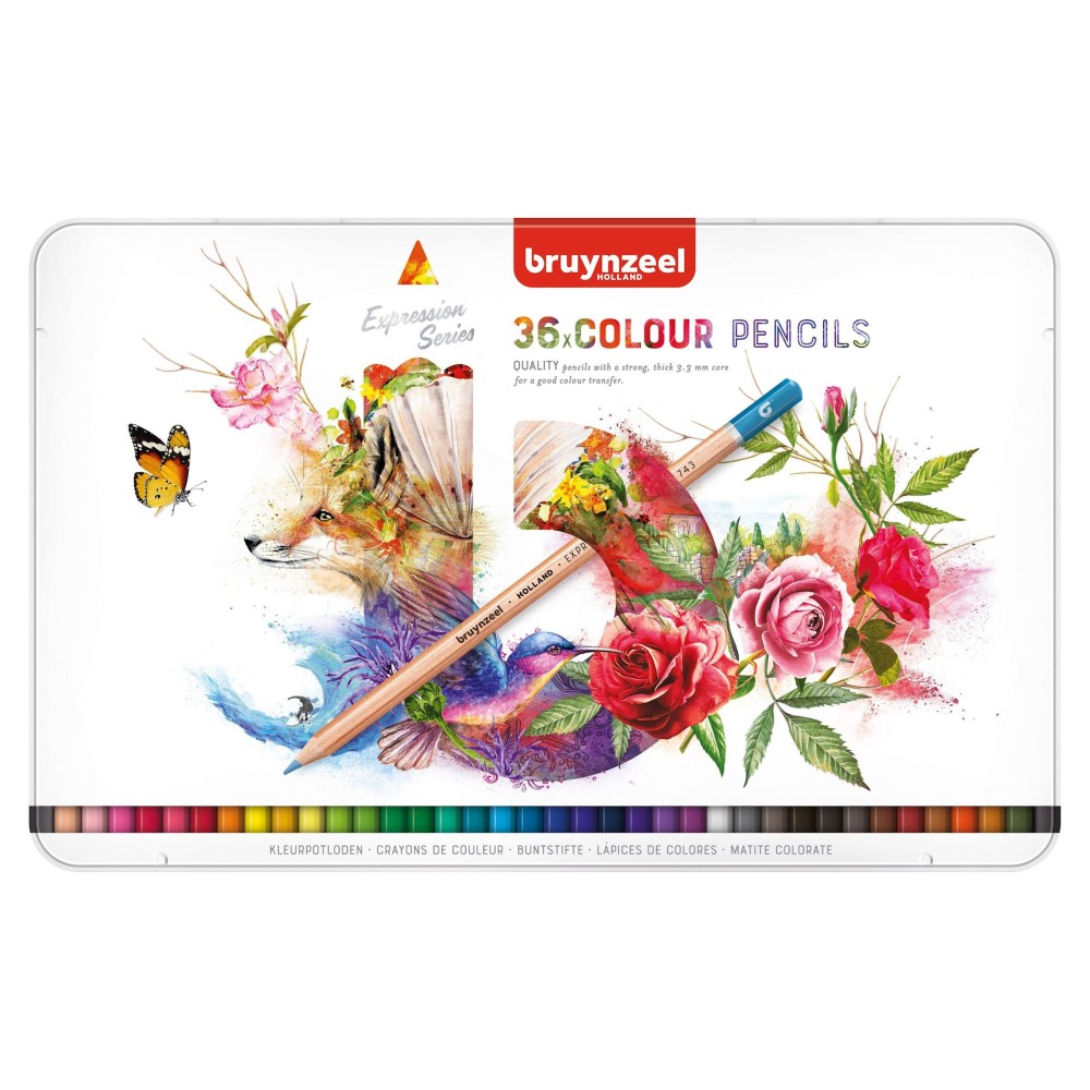 Zestaw kredek Expression w metalowym etui - Bruynzeel - 36 kolorów