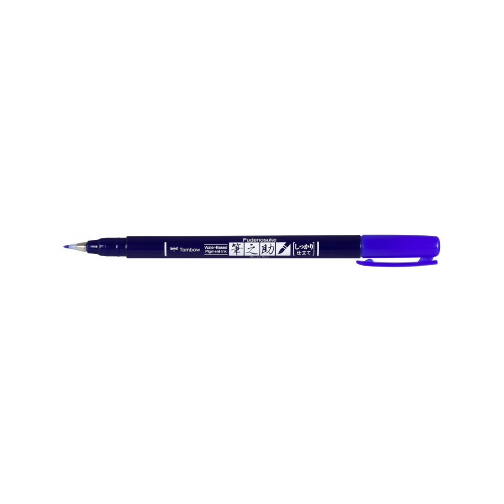 Pisak do kaligrafii Fudenosuke Brush Pen - Tombow - twardy, niebieski