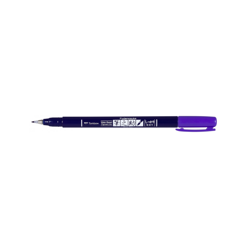 Pisak do kaligrafii Fudenosuke Brush Pen - Tombow - twardy, fioletowy