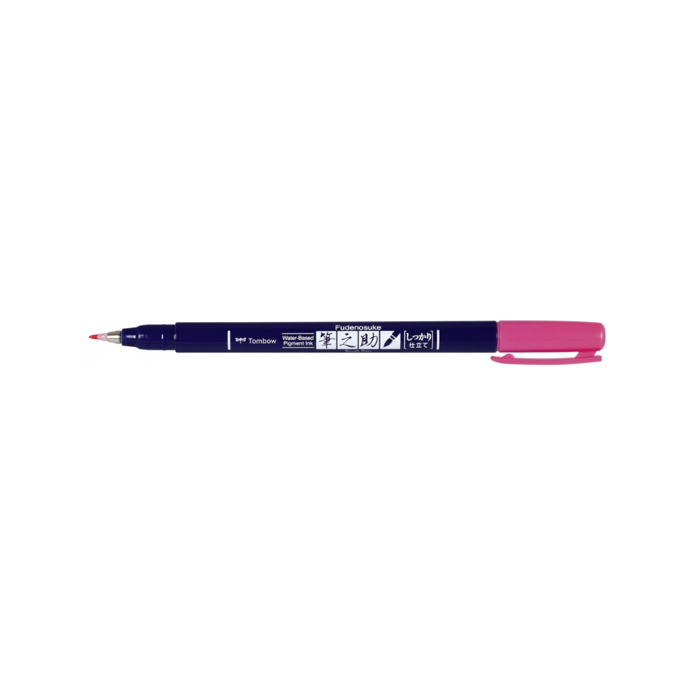 Pisak do kaligrafii Fudenosuke Brush Pen - Tombow - twardy, różowy